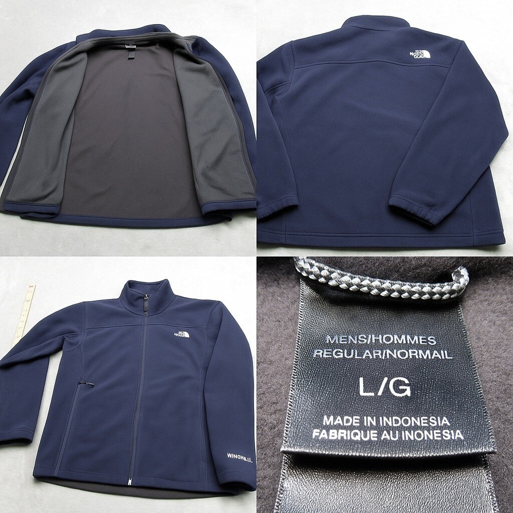North Face Jacket Men Large Blue Windwall Fleece Full Zip Heavyweight Camping